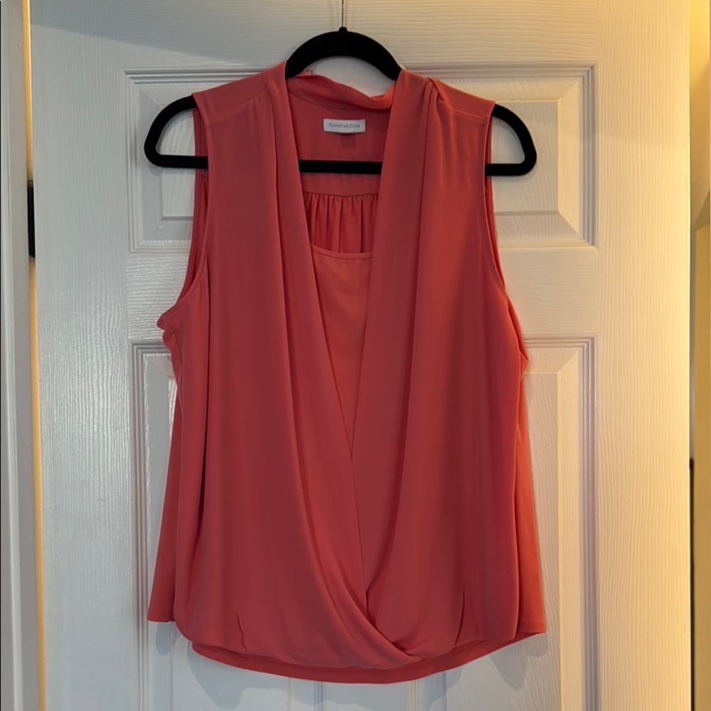 Charter Club Coral Sleeveless Blouse - Picture 2 of 7